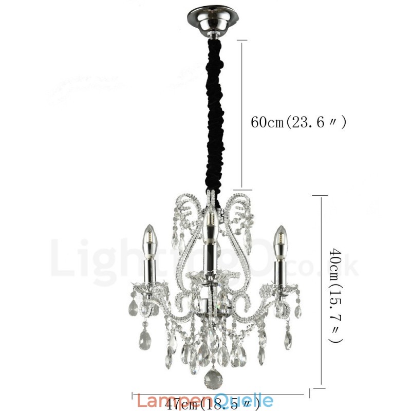 3 Licht Gold Silber Amerikanischen Stil Kristall Anhänger Kronleuchter Licht Shop