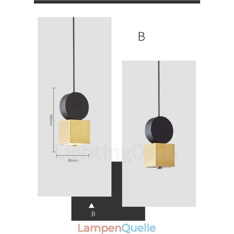 4 Stile Gold Schwarz Postmodern Pendelleuchte