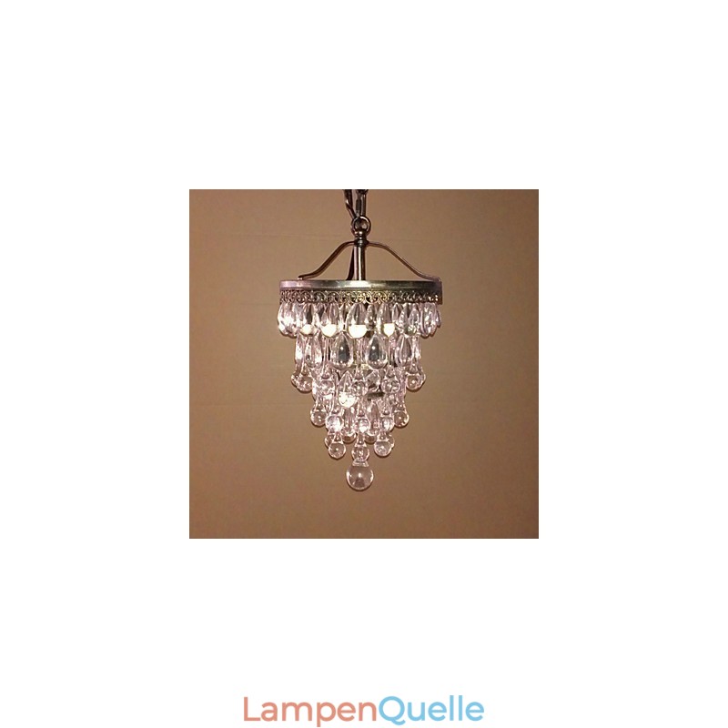 Moderne Pendelleuchte mit 1 Licht und antiker Farbe und Kristallperlen