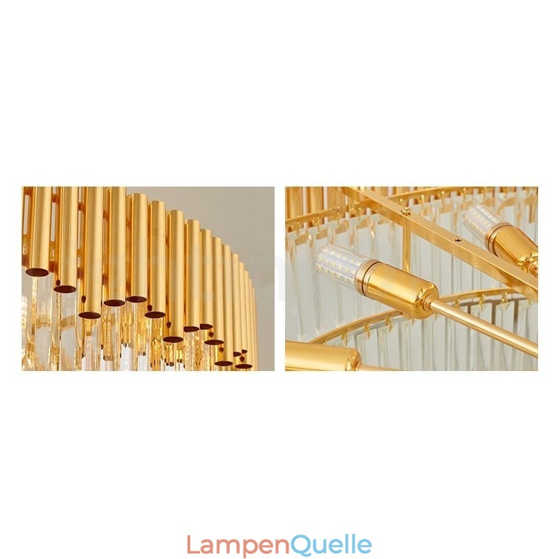 Postmodernen Gold Luxus Runde K9 Kristall Anhänger Kronleuchter Lichter Ausstellung Halle
