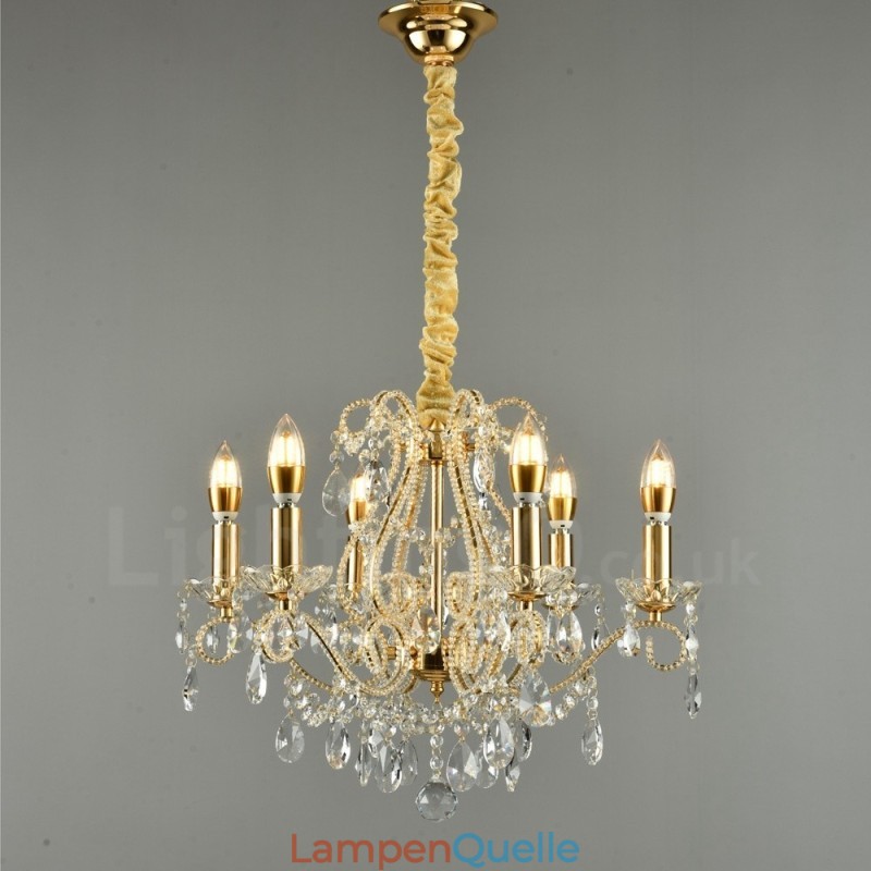 6 Licht Gold Silber Amerikanischen Stil Kristall Anhänger Kronleuchter Licht Shop