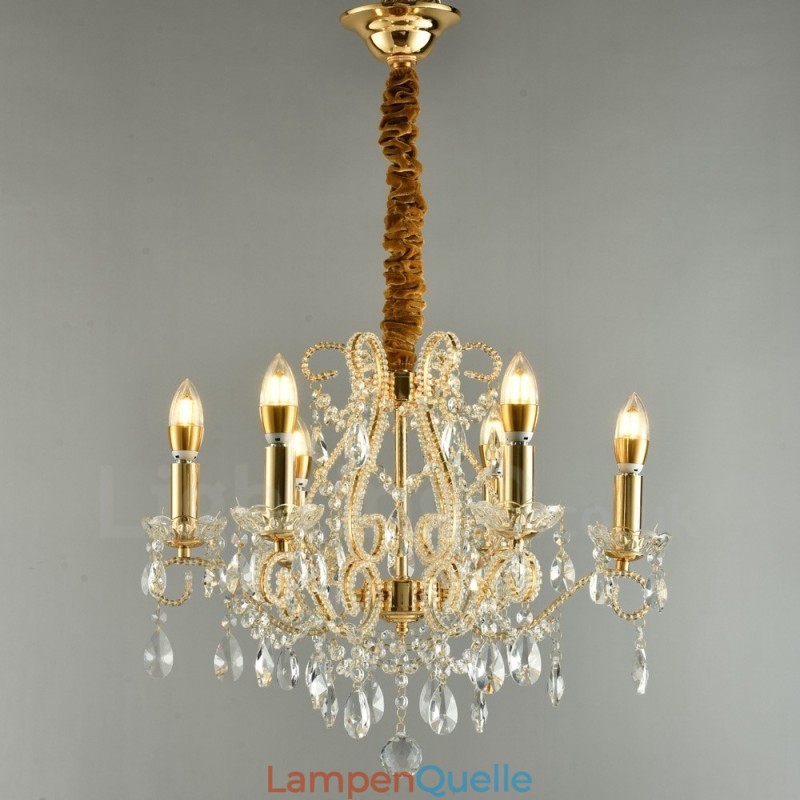 6 Licht Gold Silber Amerikanischen Stil Kristall Anhänger Kronleuchter Licht Shop