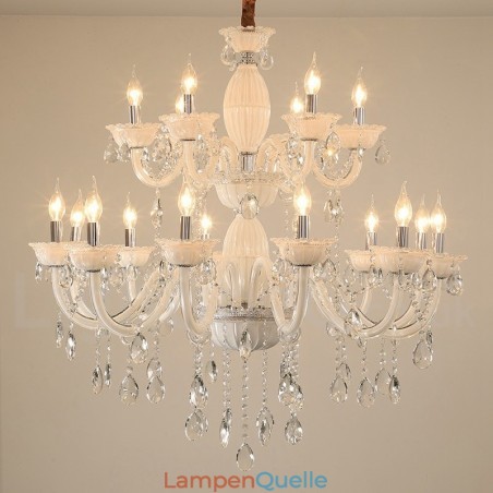 18 (12+6) Lichter weißer eleganter Kerzenleuchter mit Kristall 18 (12+6) Lichter weißer eleganter Kerzenleuchter mit Kristall