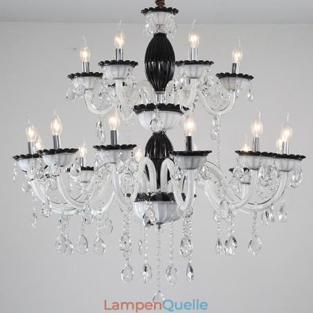 18 (12+6) Lichter Schwarzer Eleganter Kerzenleuchter mit Kristall