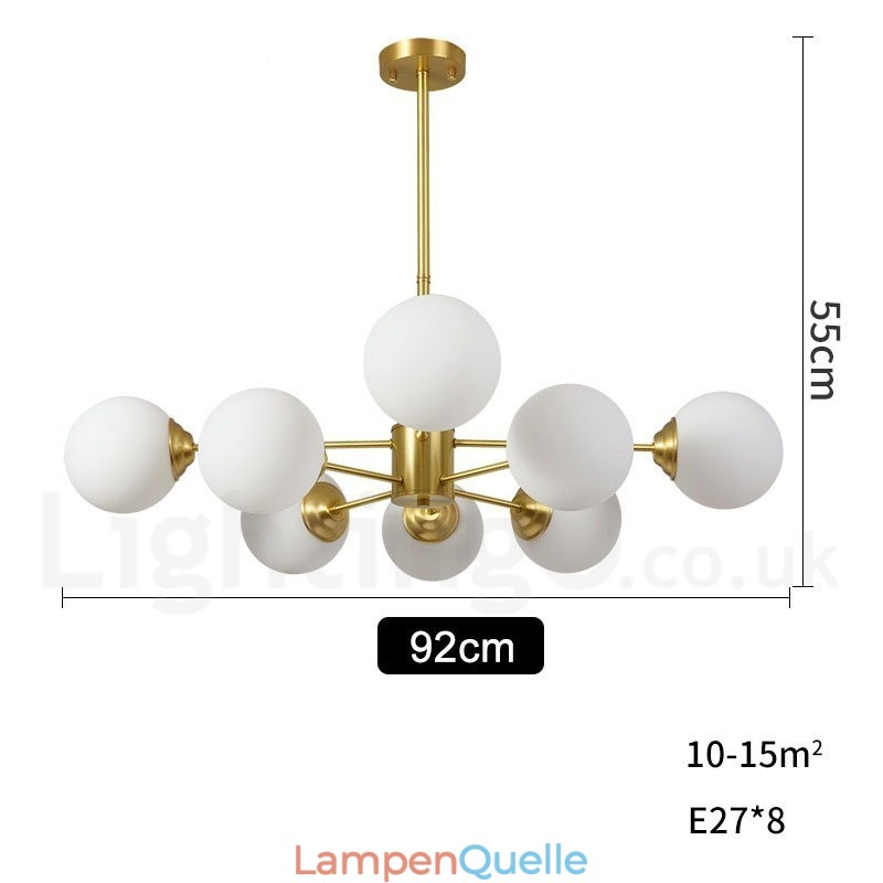 8 Lichter (4 + 4 Lichter) Zweistufiger Kronleuchter aus reinem Messing aus Nordeuropa, moderne Pendelleuchte mit Metallmolekülen