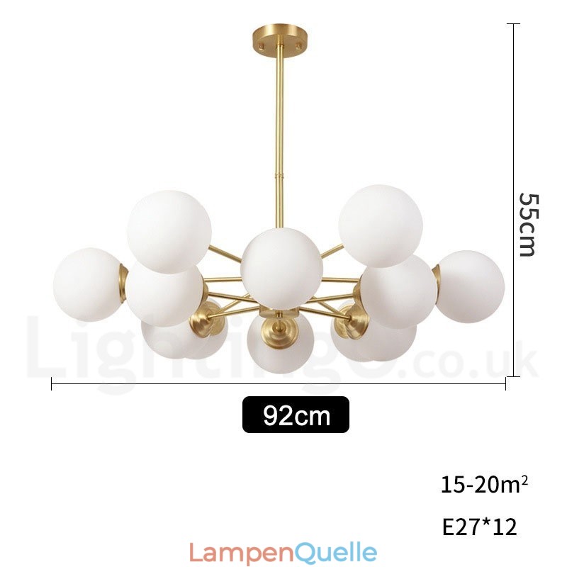 12 Lichter (6 + 6 Lichter) Zweistufiger Kronleuchter aus reinem Messing aus Nordeuropa, moderne Pendelleuchte mit Metallmolekülen