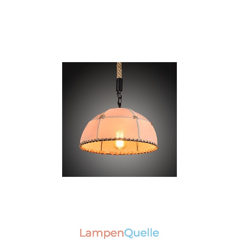 Handgefertigte Kronleuchterlampe aus Hanfseil im Retro-Landhausstil