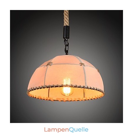 Handgefertigte Kronleuchterlampe aus Hanfseil im Retro-Landhausstil Handgefertigte Kronleuchterlampe aus Hanfseil im Retro-Landhausstil