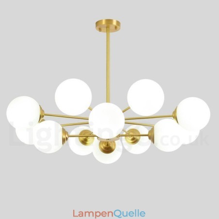 12 Lichter (8 + 4 Lichter) Zweistufiger Kronleuchter aus reinem Messing aus Nordeuropa, moderne Pendelleuchte mit Metallmolekülen 12 Lichter (8 + 4 Lichter) Zweistufiger Kronleuchter aus reinem Messing aus Nordeuropa, moderne Pendelleuchte mit Metallmolekülen