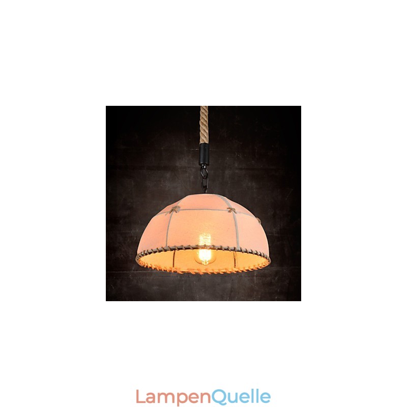 Handgefertigte Kronleuchterlampe aus Hanfseil im Retro-Landhausstil
