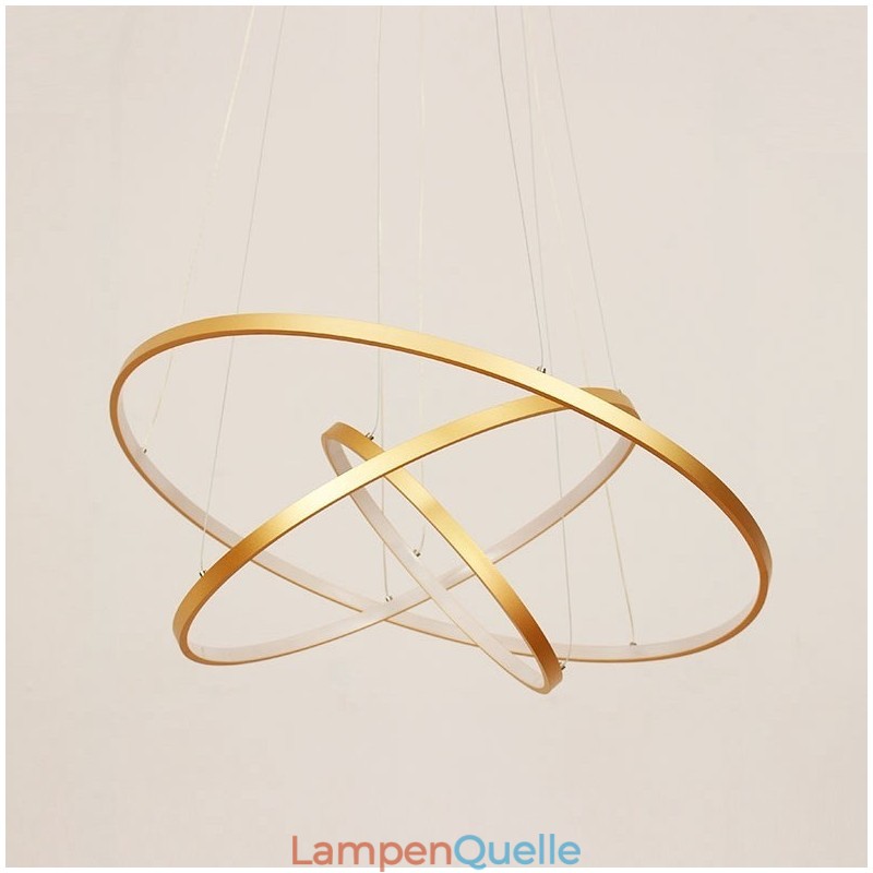 Dimmbare Pendelleuchte mit Fernbedienung Gold Modernes Design Drei Ringe
