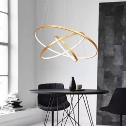 Dimmbare Pendelleuchte mit Fernbedienung Gold Modernes Design Drei Ringe