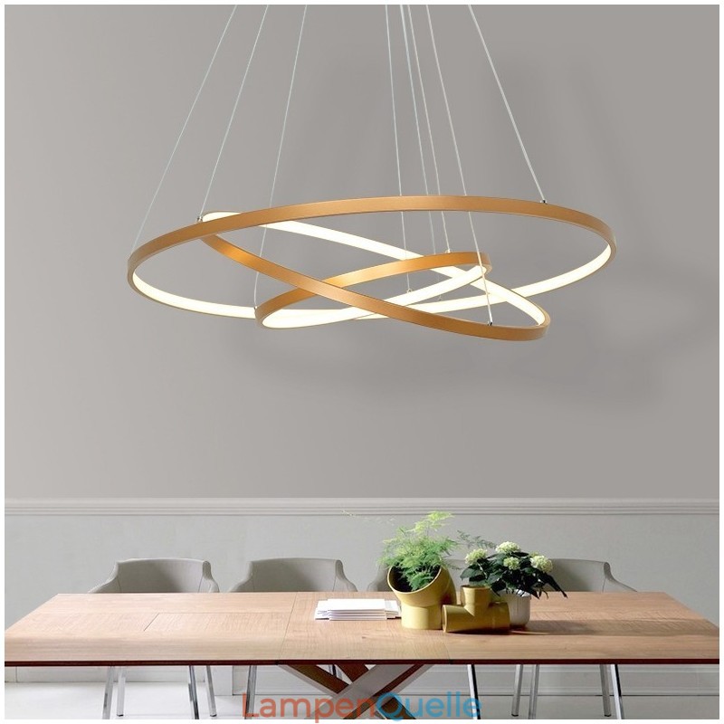 Dimmbare Pendelleuchte mit Fernbedienung Gold Modernes Design Drei Ringe