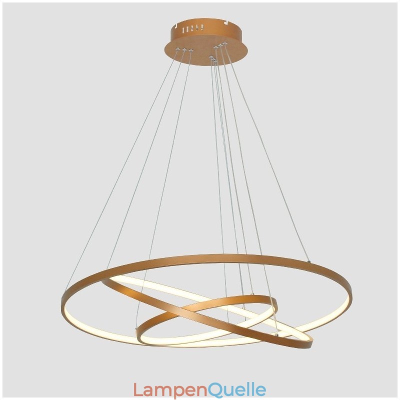 Dimmbare Pendelleuchte mit Fernbedienung Gold Modernes Design Drei Ringe