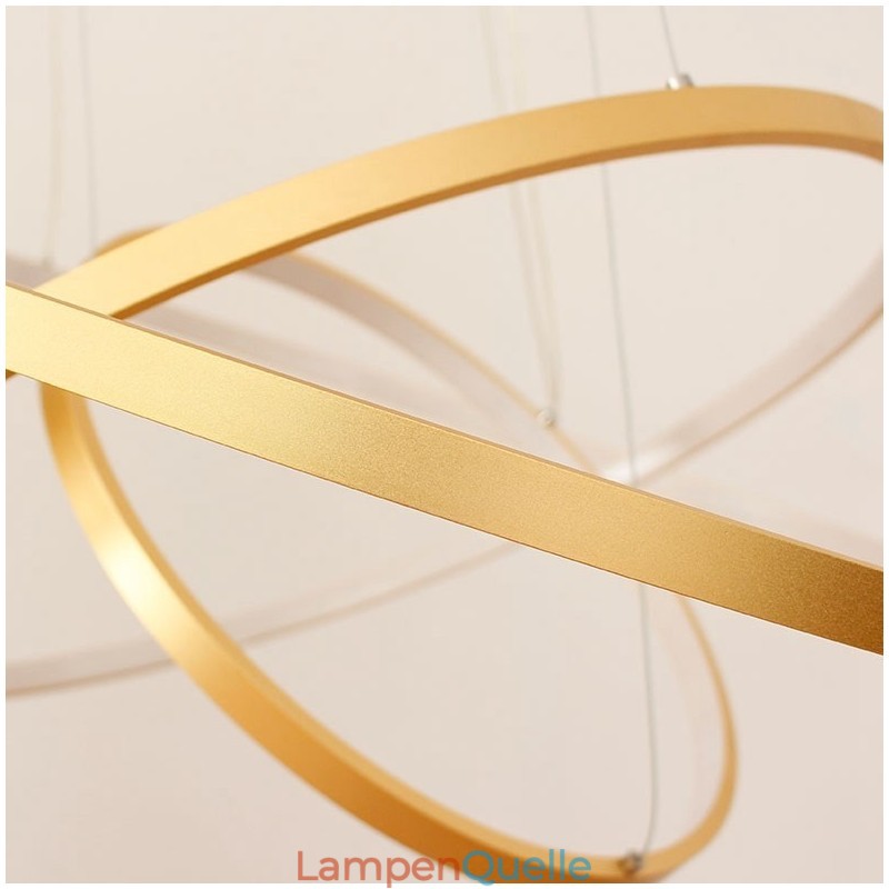 Dimmbare Pendelleuchte mit Fernbedienung Gold Modernes Design Drei Ringe