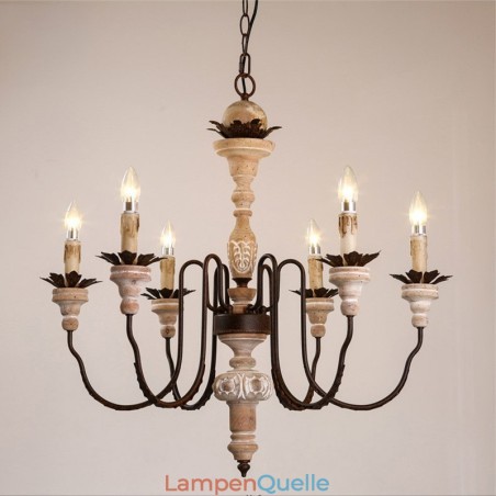 Landhaus Vintage Holz 6 Licht Kronleuchter Licht Landhaus Vintage Holz 6 Licht Kronleuchter Licht