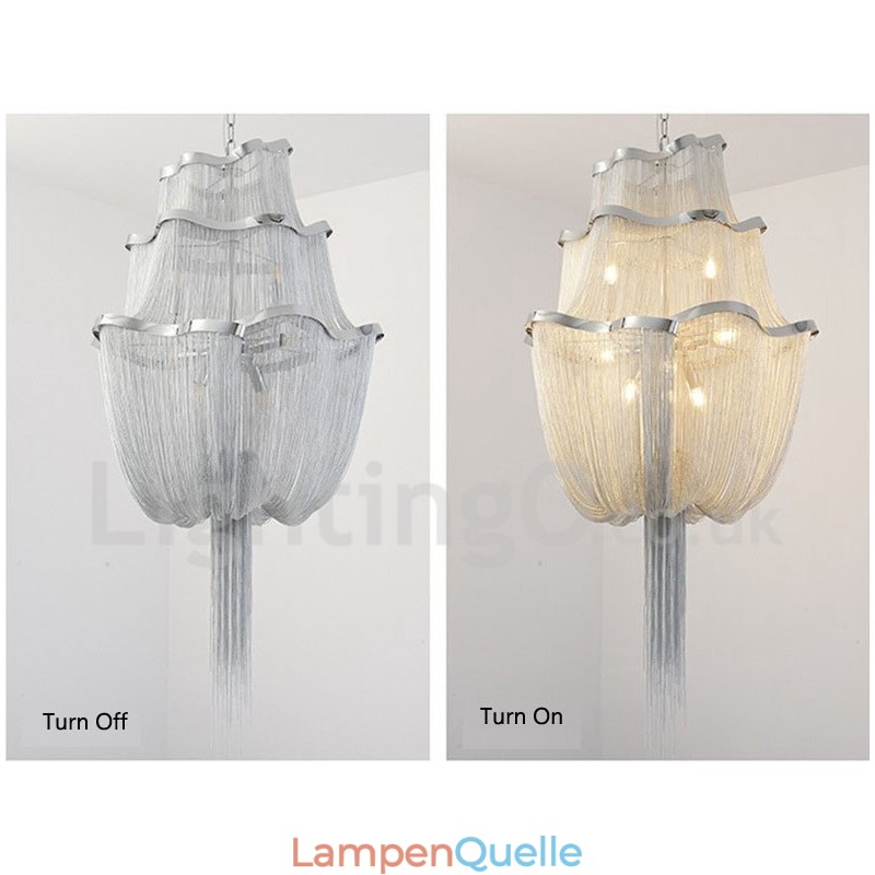 Quasten Kronleuchter Designer Pendelleuchte Silber Gold Farbe