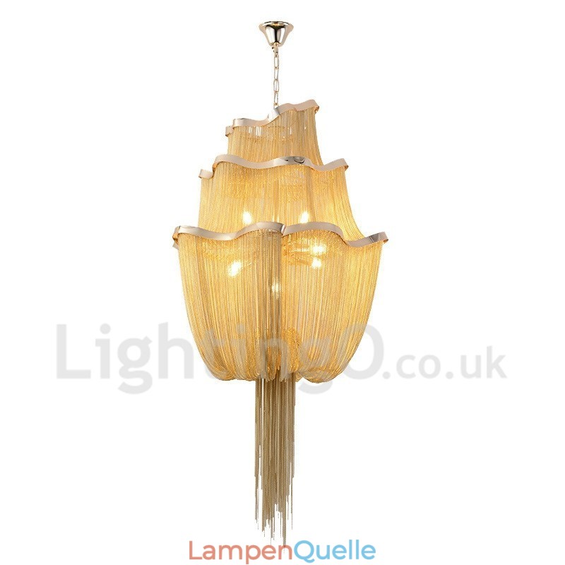 Quasten Kronleuchter Designer Pendelleuchte Silber Gold Farbe