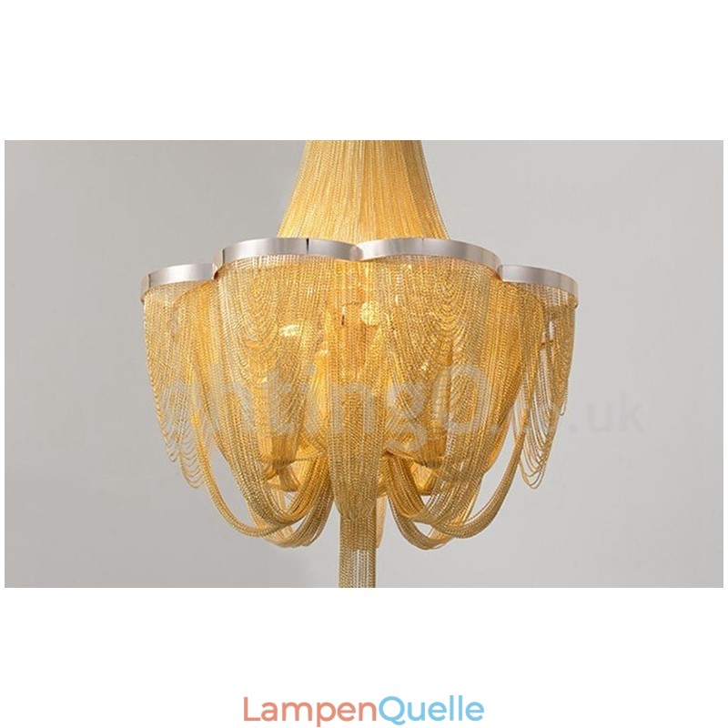 Quasten Kronleuchter Designer Pendelleuchte Silber Gold Farbe