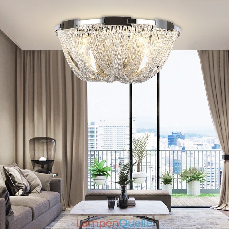 Quasten Kronleuchter Designer Deckenleuchte Silber Gold Farbe