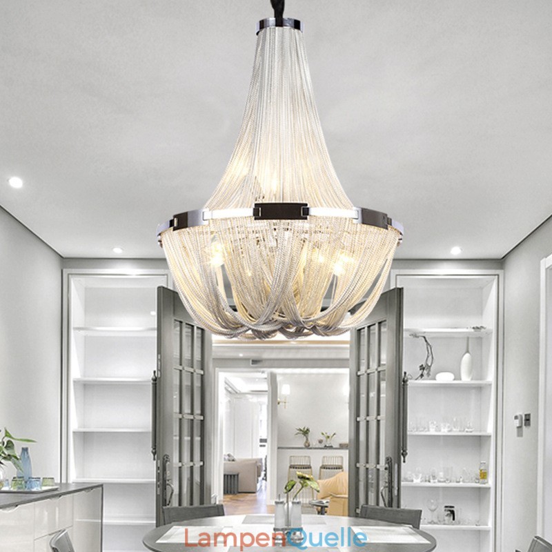 Quasten Kronleuchter Designer Pendelleuchte Silber Gold Farbe