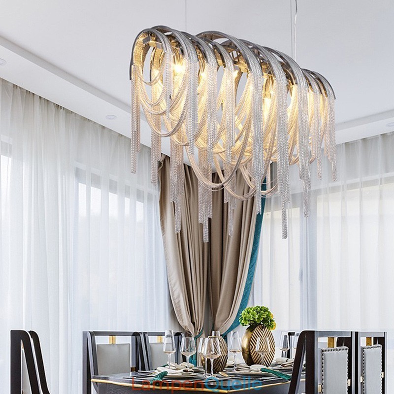 Quasten Kronleuchter Designer Pendelleuchte Silber Gold Farbe
