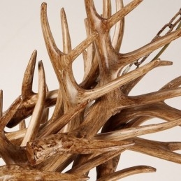 9-flammiger, zweistufiger, rustikaler, künstlerischer Retro-Kronleuchter mit Geweih