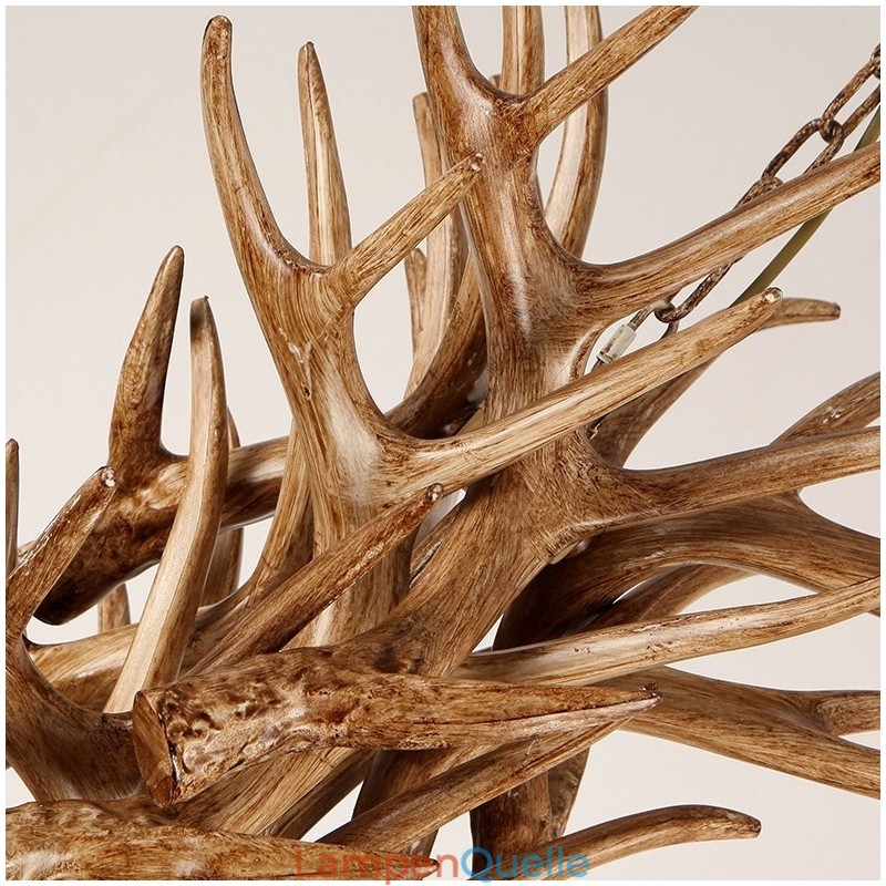 9-flammiger, zweistufiger, rustikaler, künstlerischer Retro-Kronleuchter mit Geweih