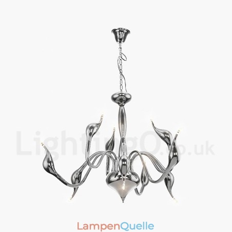 9-flammiger moderner Kronleuchter aus galvanisiertem Metall in Chrom und Gold 9-flammiger moderner Kronleuchter aus galvanisiertem Metall in Chrom und Gold