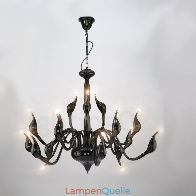 18 Lichter Edelstahl Post Modern Swan Kronleuchter Licht G4 Schwarz Fertig