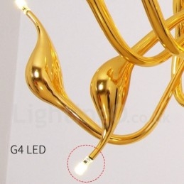 18 Lichter Edelstahl Post Modern Swan Kronleuchter Licht G4 Gold Fertig