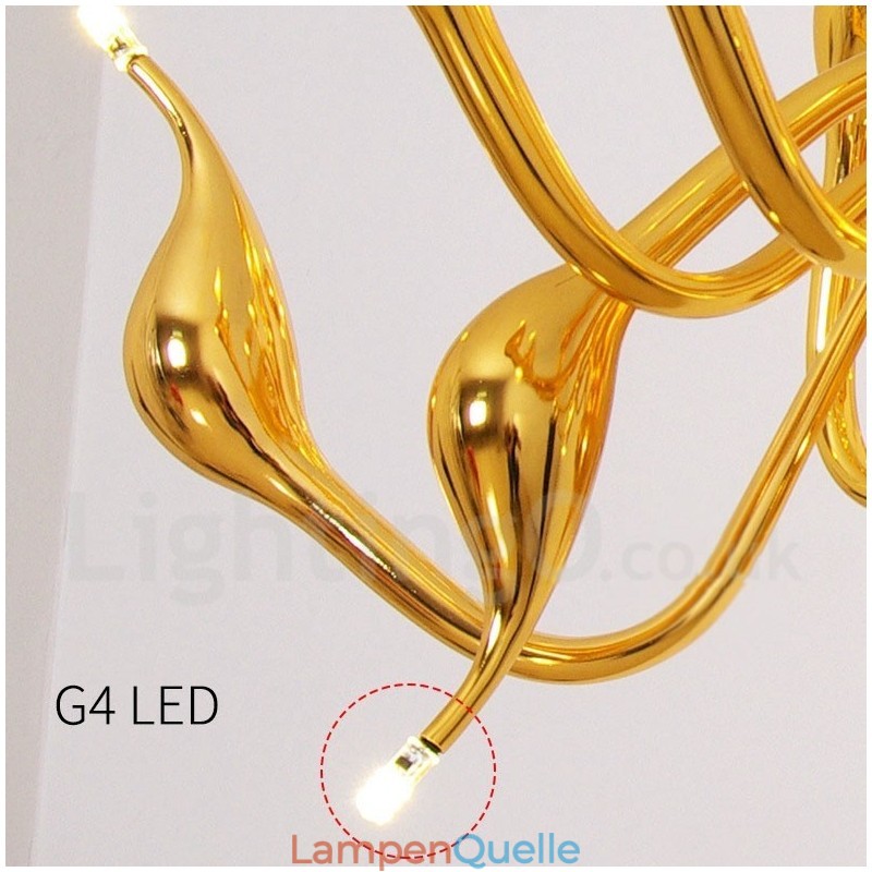 18 Lichter Edelstahl Post Modern Swan Kronleuchter Licht G4 Gold Fertig