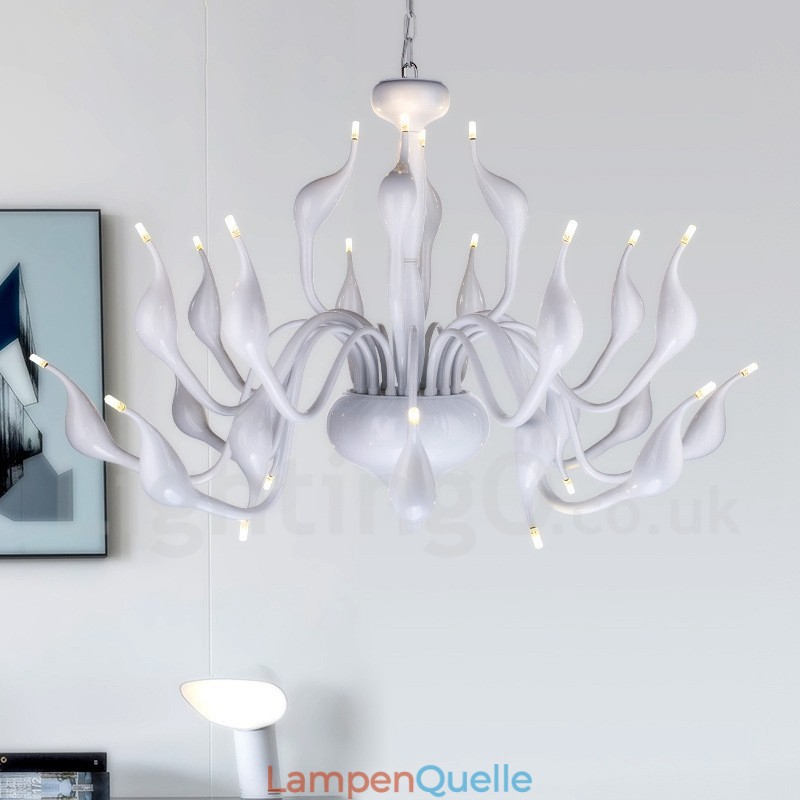 24 Lichter Moderne Swan Kronleuchter Licht G4 Weiß Beschichtung