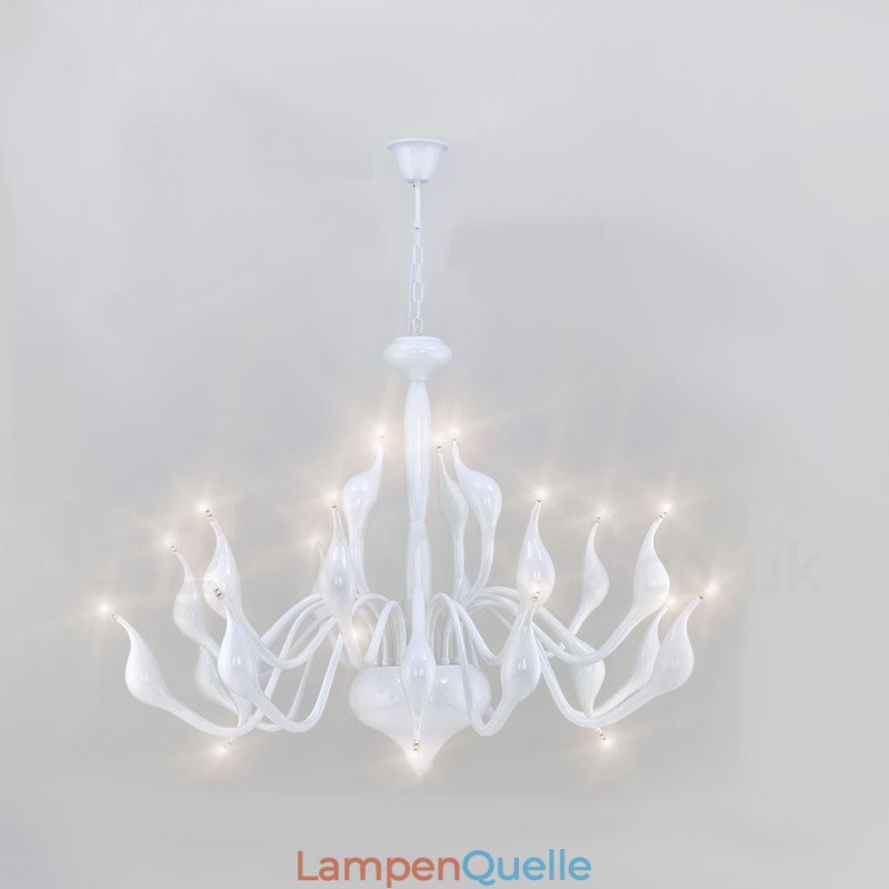 24 Lichter Moderne Swan Kronleuchter Licht G4 Weiß Beschichtung