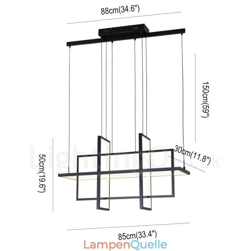 Dimmbare Pendelleuchte Modernes Design Vier Rechtecke
