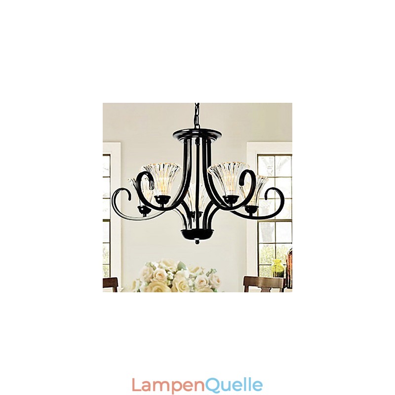 Vintage-Kronleuchter im europäischen Stil mit 5 Lichtern und gehörntem Arm
