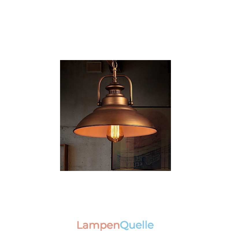 Retro-Pendelleuchte mit Schirm aus Metall im Old Factory-Stil