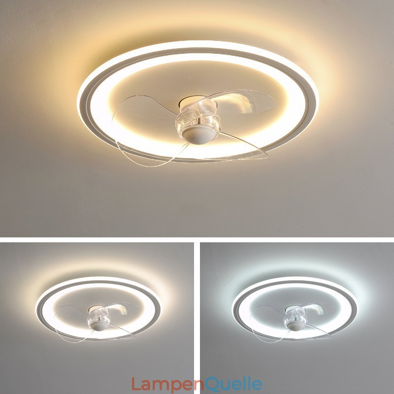 Nordic Round Ultradünnes, leises, unsichtbares, dimmbares, bündig montiertes Lüfterlicht, Vollspektrum-Augenschutz