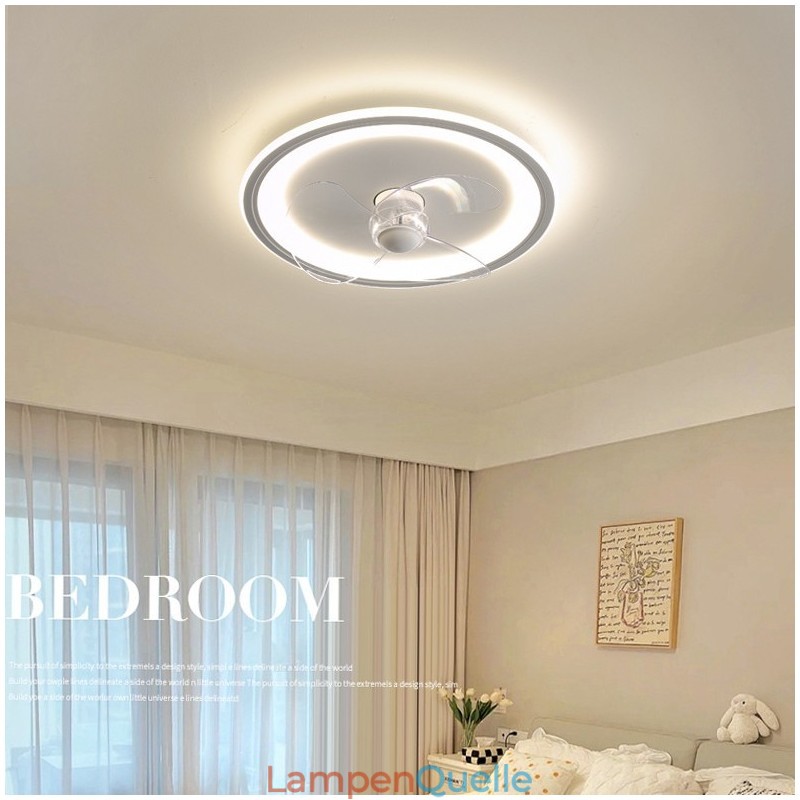 Nordic Round Ultradünnes, leises, unsichtbares, dimmbares, bündig montiertes Lüfterlicht, Vollspektrum-Augenschutz