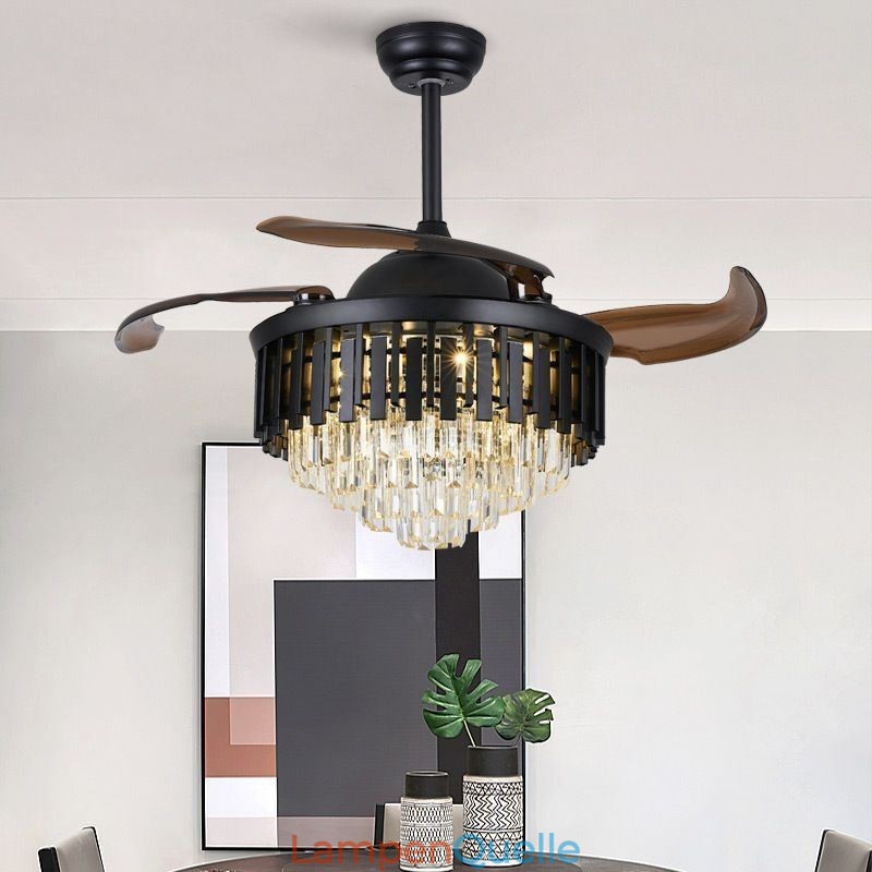 Einziehbarer Deckenventilator mit Licht und Kristall-Deckenventilator