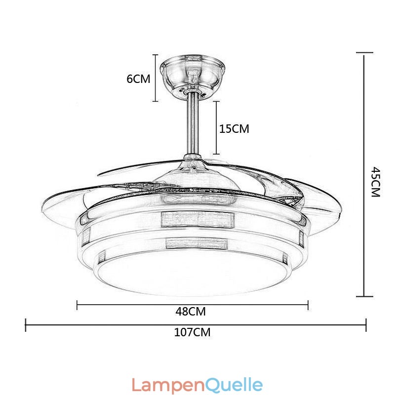 Moderne Deckenventilatorlampe ABS-Lüfterflügel Acrylbeleuchtung