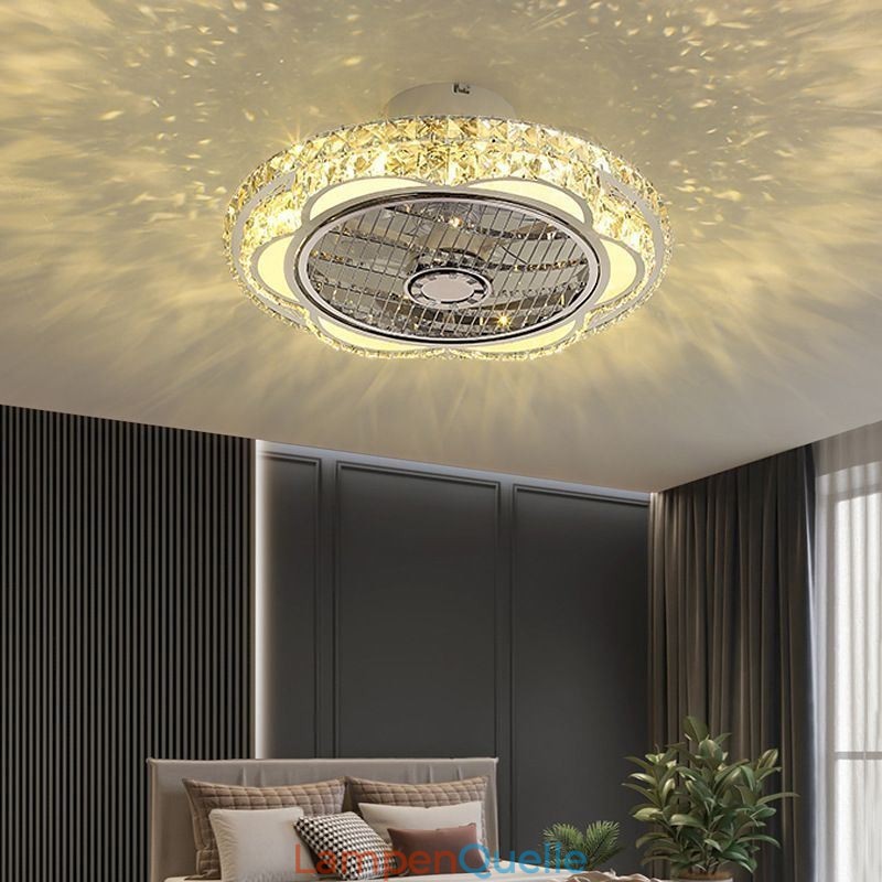 Kristall Deckenventilator Licht Gold Runde Deckenlampe