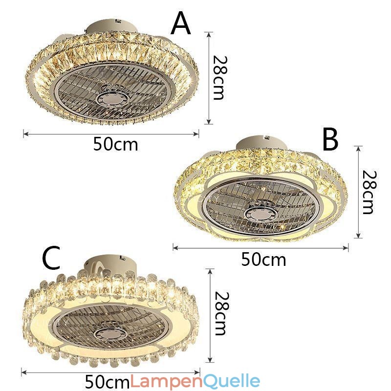 Kristall Deckenventilator Licht Gold Runde Deckenlampe