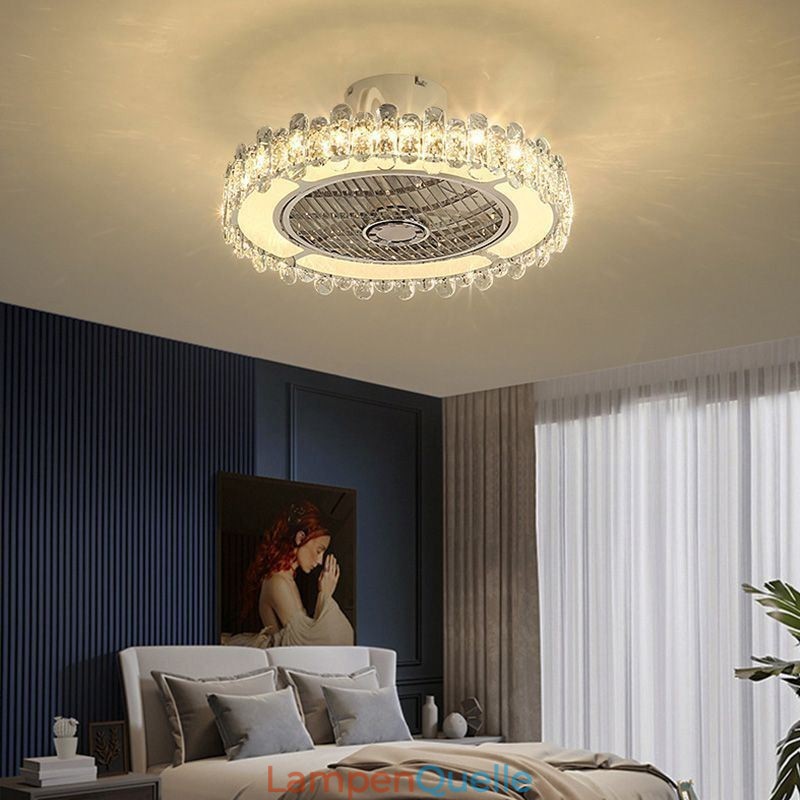 Kristall Deckenventilator Licht Gold Runde Deckenlampe