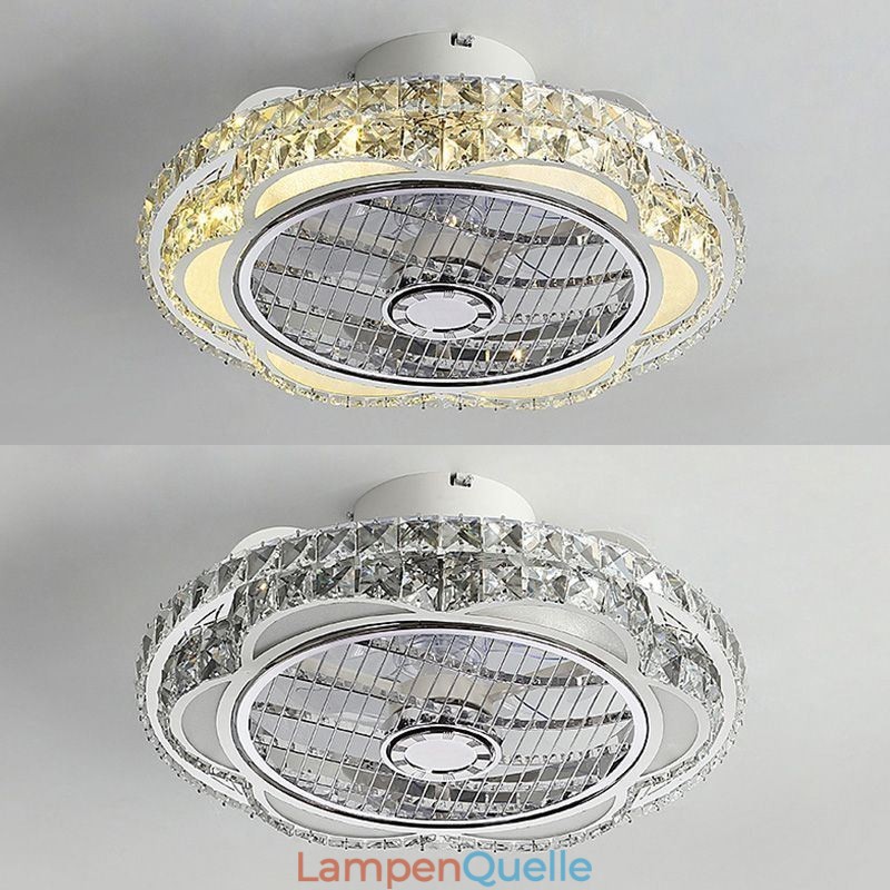 Kristall Deckenventilator Licht Gold Runde Deckenlampe