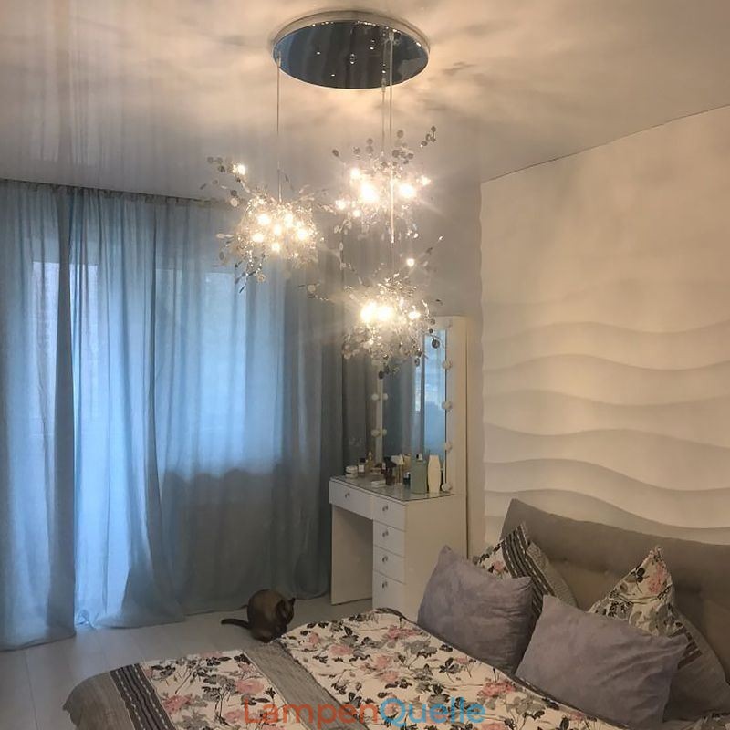 Pailletten Kronleuchter Edelstahl Anhänger Beleuchtung Esszimmer