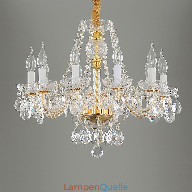 Transparenter Kristall-Kronleuchter Europäischer Goldkörper Luxus Decrative Deckenleuchte