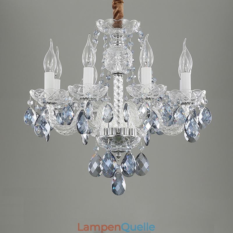 Europäischer blauer Kristall-Kronleuchter, Glas-Leuchtkörper, 8 Lichter