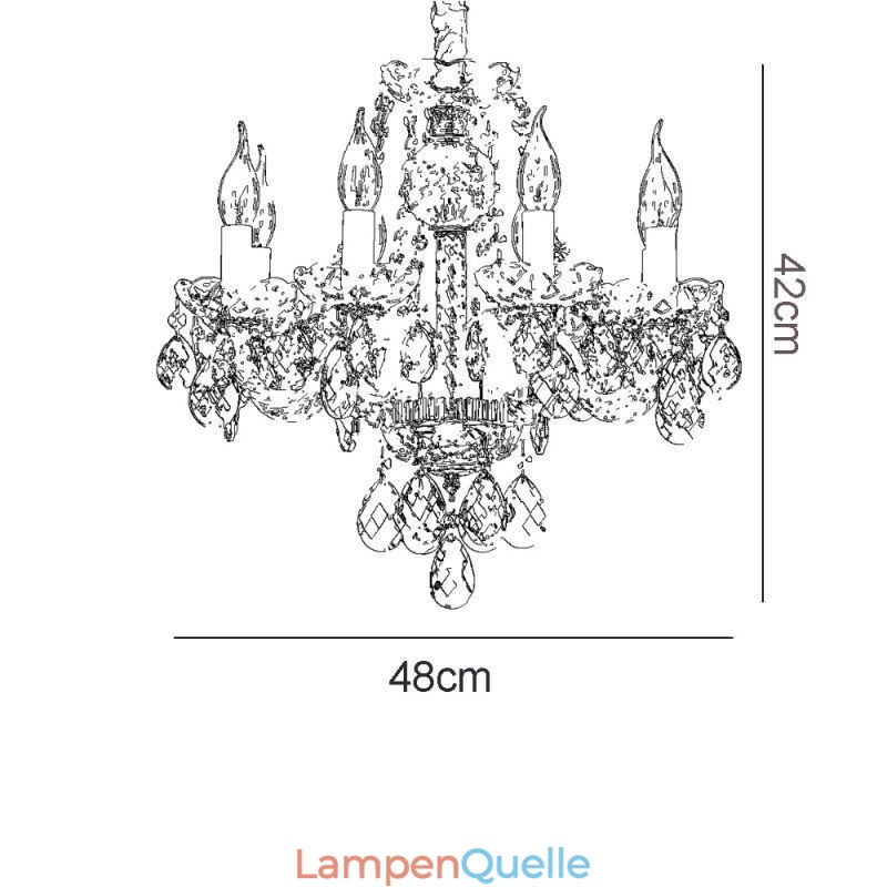 Europäischer blauer Kristall-Kronleuchter, Glas-Leuchtkörper, 8 Lichter