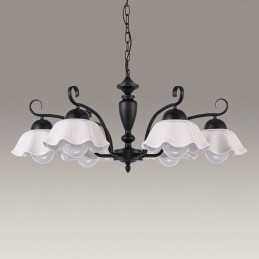 Nordische Pendelleuchte aus Eisen in Blumenform mit Glasschirm